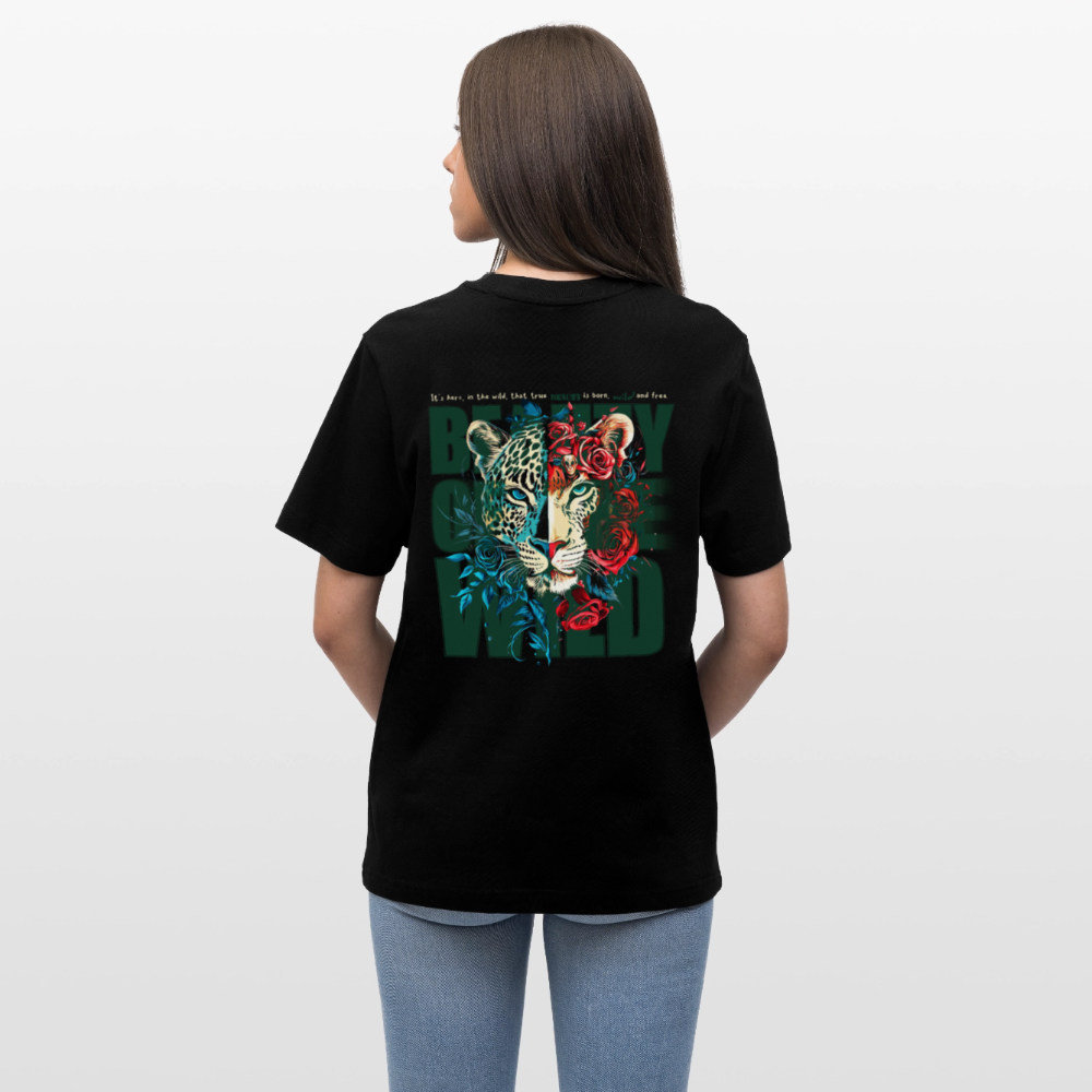 Irise, Leopard, 1st | Essential, Relaxed Fit Unisex Bio T-Shirt - Schwarz