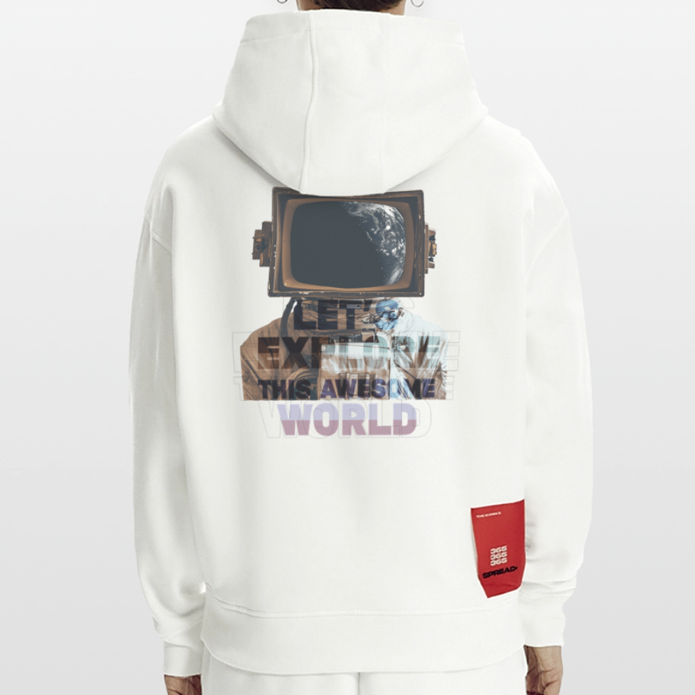 Denebris, Astronaut, 1st | Heavyweight Oversized Bio Hoodie, Unisex - OFF WHITE