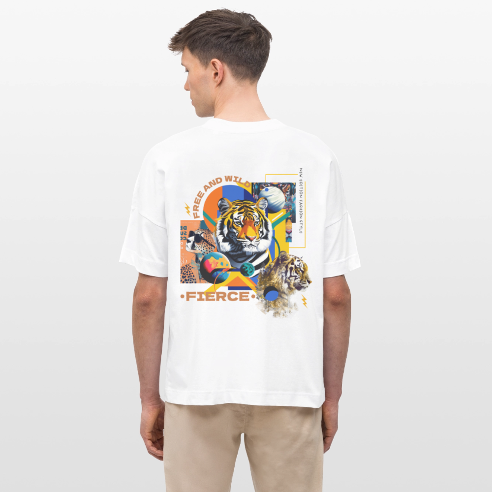 Kepleris, Tiger, 1st | Blaster, Oversize Bio T-Shirt, Unisex - Weiß