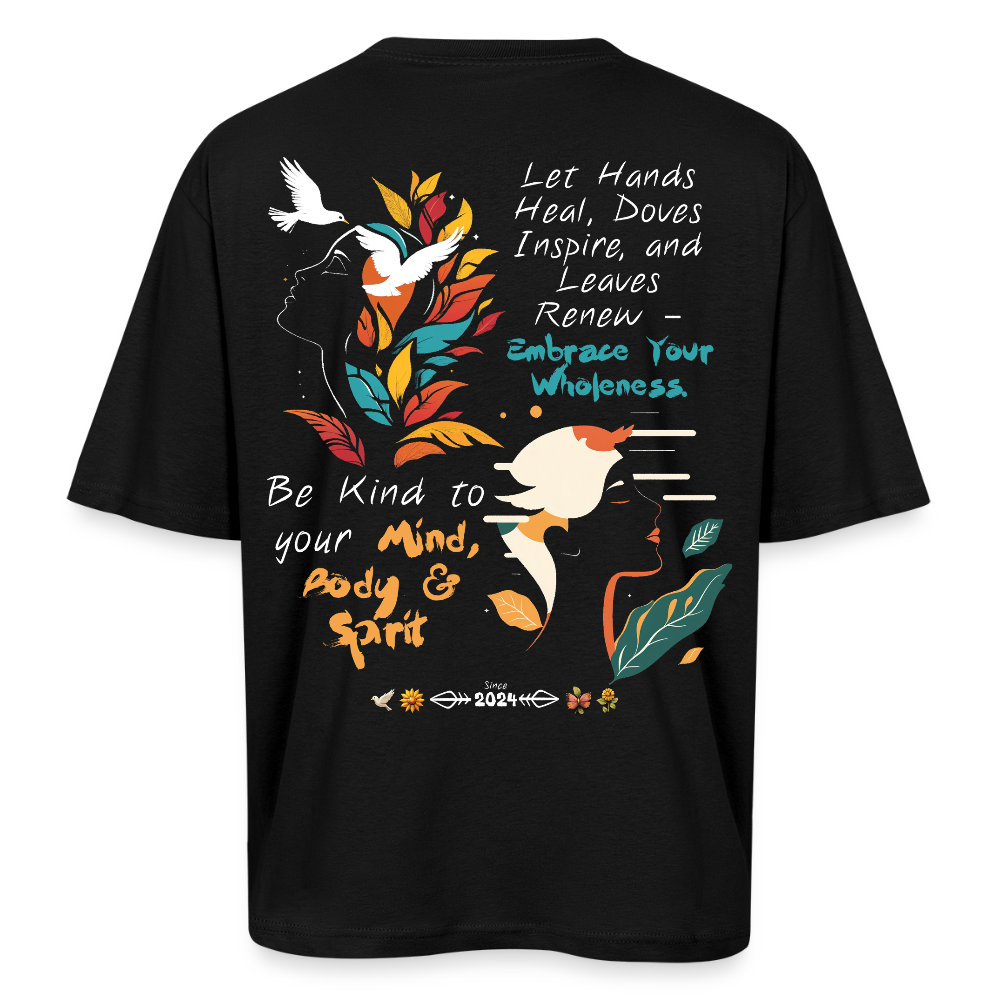 Arwa, Taube, 1st | Breezy, Oversized Unisex T-Shirt - Schwarz