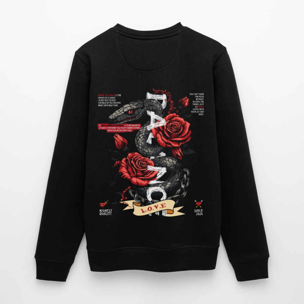 Hephani, Schlange, 1st | Roller, Unisex Bio-Sweatshirt - Schwarz