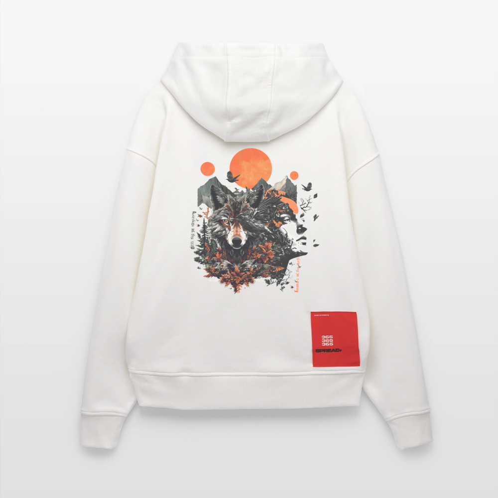 Vaermundis, Wolf, 1st | Heavyweight Oversized Bio Hoodie, Unisex - OFF WHITE