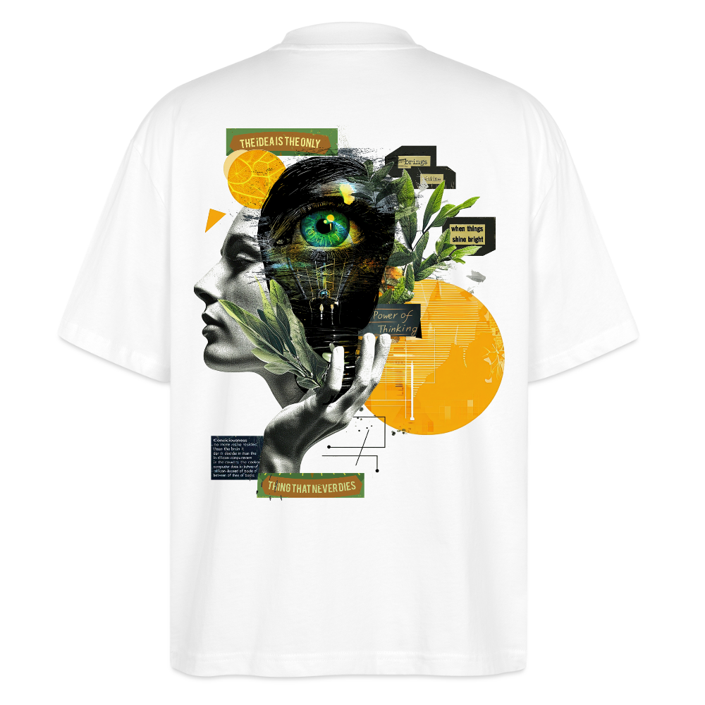 Stellara, Glühbirne, 1st | Blaster, Oversize Bio T-Shirt, Unisex - Weiß