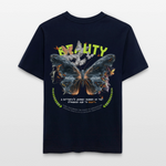 Harith, Schmetterling, 1st | Essential, Relaxed Fit Unisex Bio T-Shirt - Navy