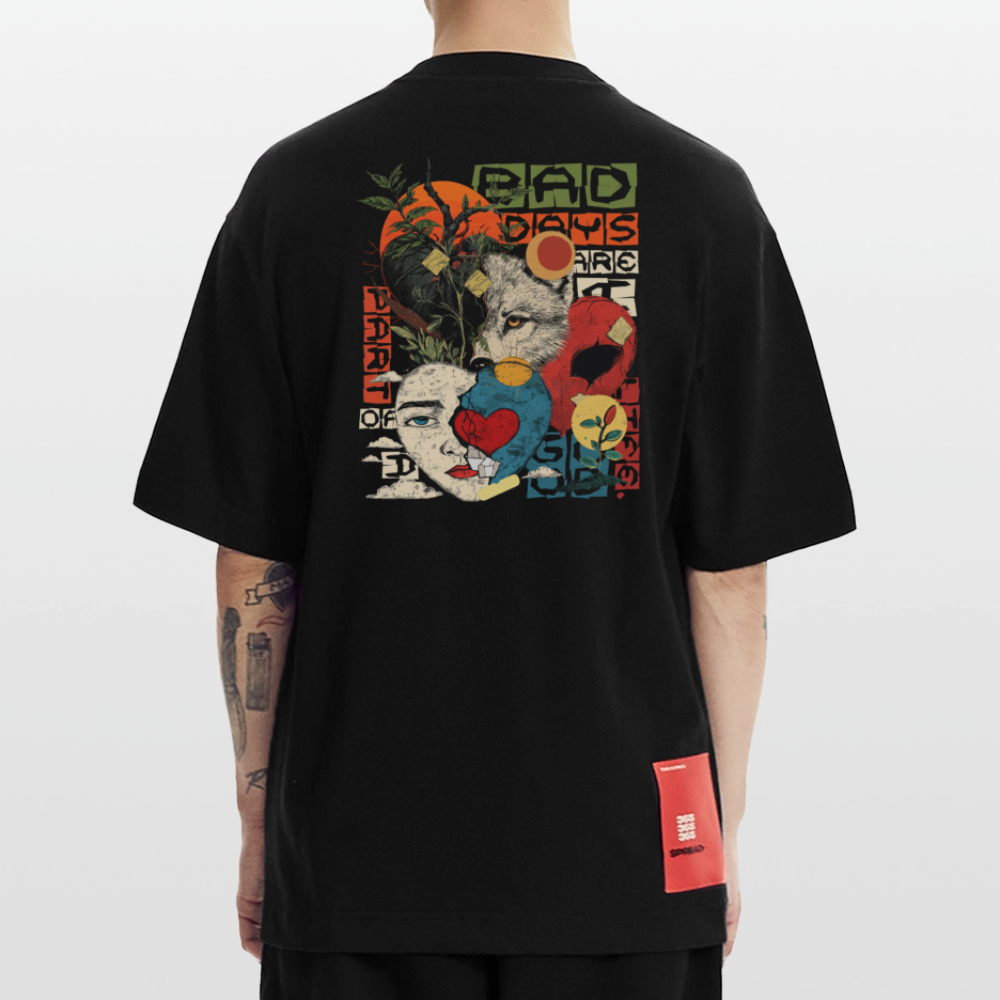 Eosan, Wolf, 1st | Heve, Heavyweight Oversized Bio T-Shirt, Unisex - SOLID BLACK