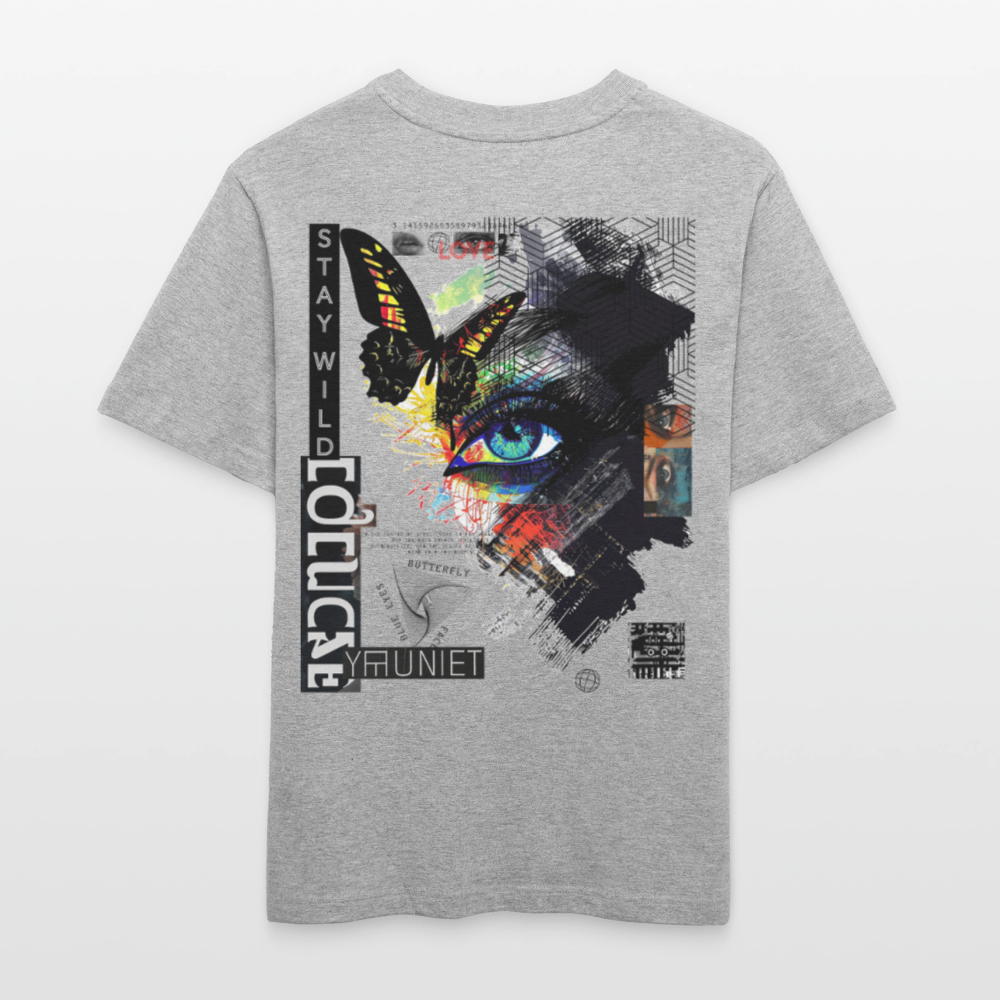 Eldorwyn, Auge, 1st | Essential, Relaxed Fit Unisex Bio T-Shirt - Grau meliert