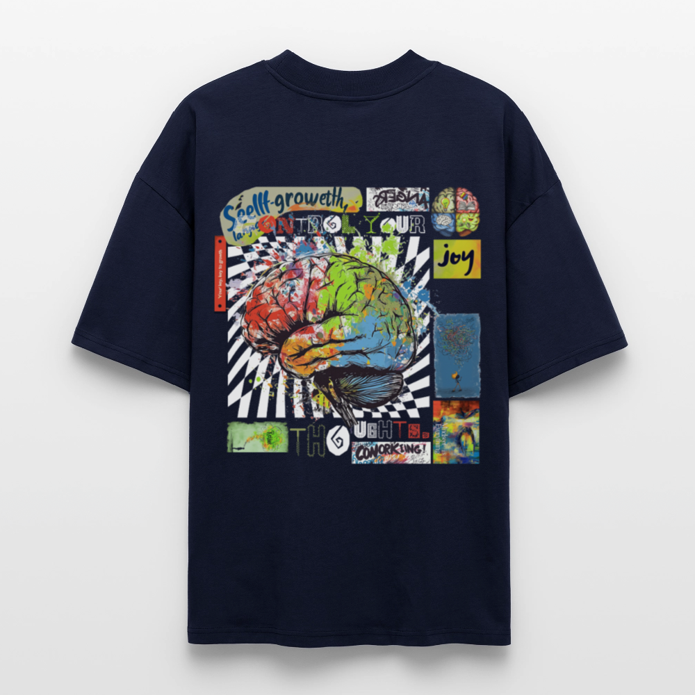 Apollon, Gehirn, 1st | Blaster, Oversize Bio T-Shirt, Unisex - Navy