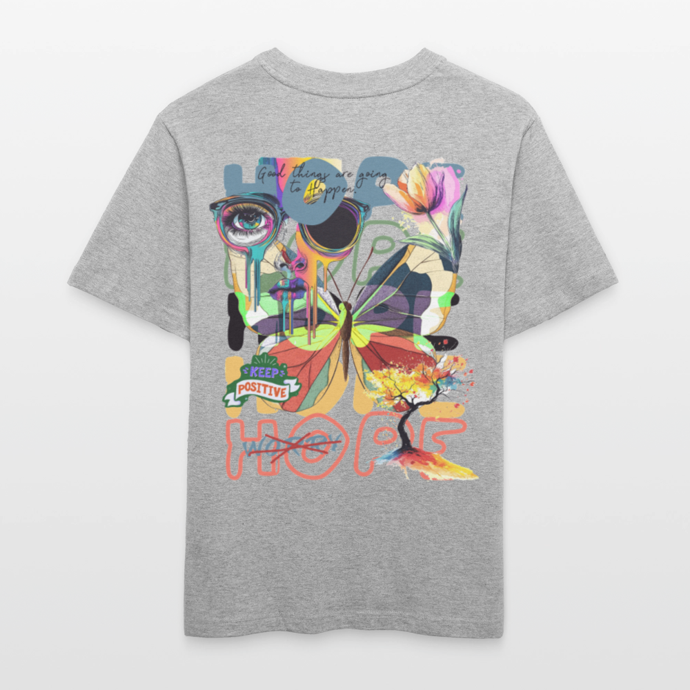 Tenebris, Schmetterling, 1st | Essential, Relaxed Fit Unisex Bio T-Shirt - Grau meliert