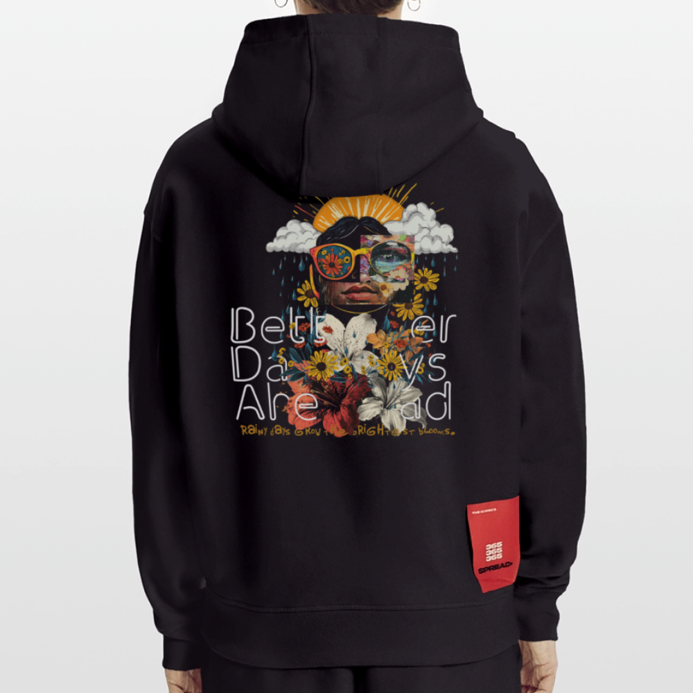 Jinni, Berge, 1st | Heavyweight Oversized Bio Hoodie, Unisex - SOLID BLACK