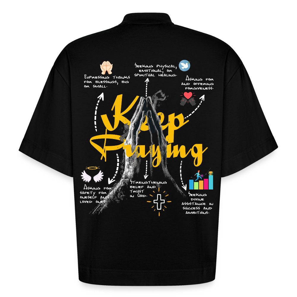 Maian, Beten, 1st | Boxy, Heavyweight Bio T-Shirt, Unisex - SOLID BLACK
