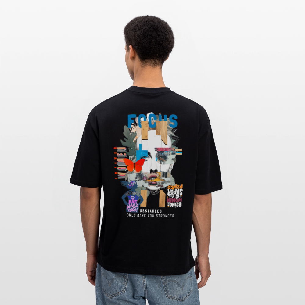 Nerthus, Gesicht, 1st | Breezy, Oversized Unisex T-Shirt - Schwarz
