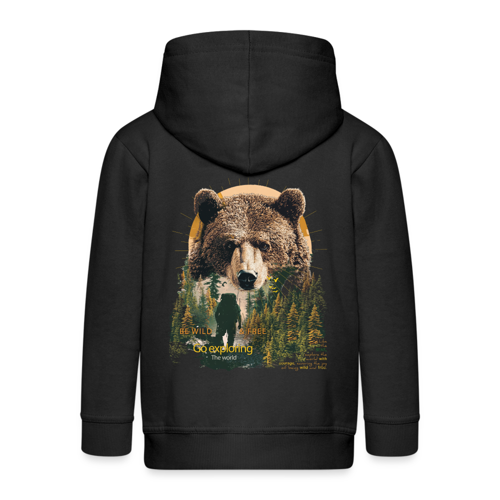 Ghadab, Bär, 1st | Kinder Zip Hoodie - Schwarz
