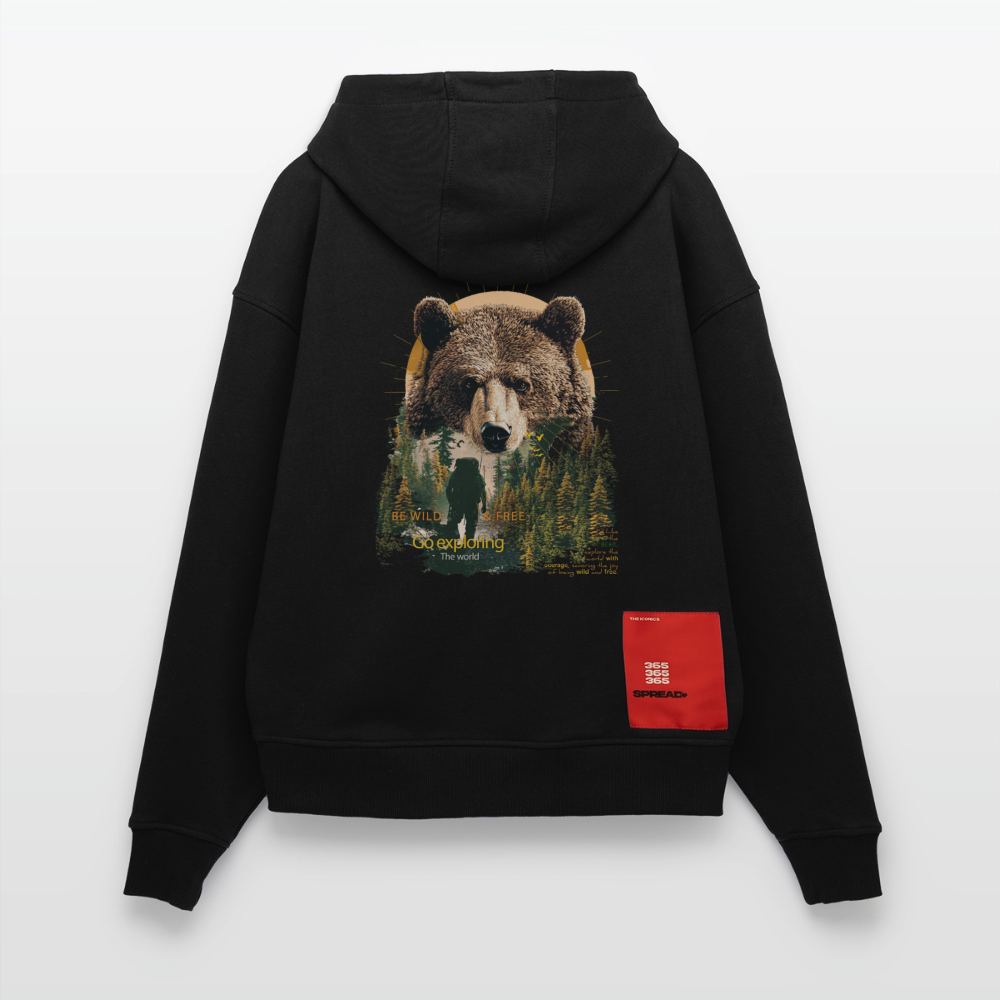 Ghadab, Bär, 1st | Heavyweight Oversized Bio Hoodie, Unisex - SOLID BLACK