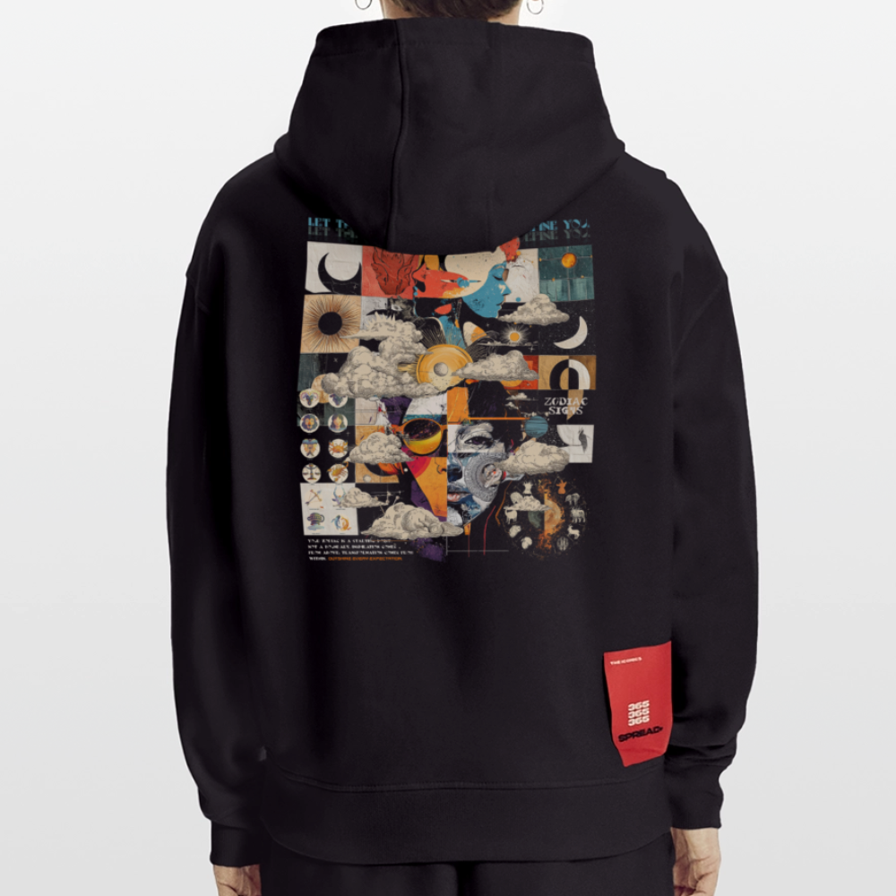 Hekatean, Sternzeichen, 1st | Heavyweight Oversized Bio Hoodie, Unisex - SOLID BLACK
