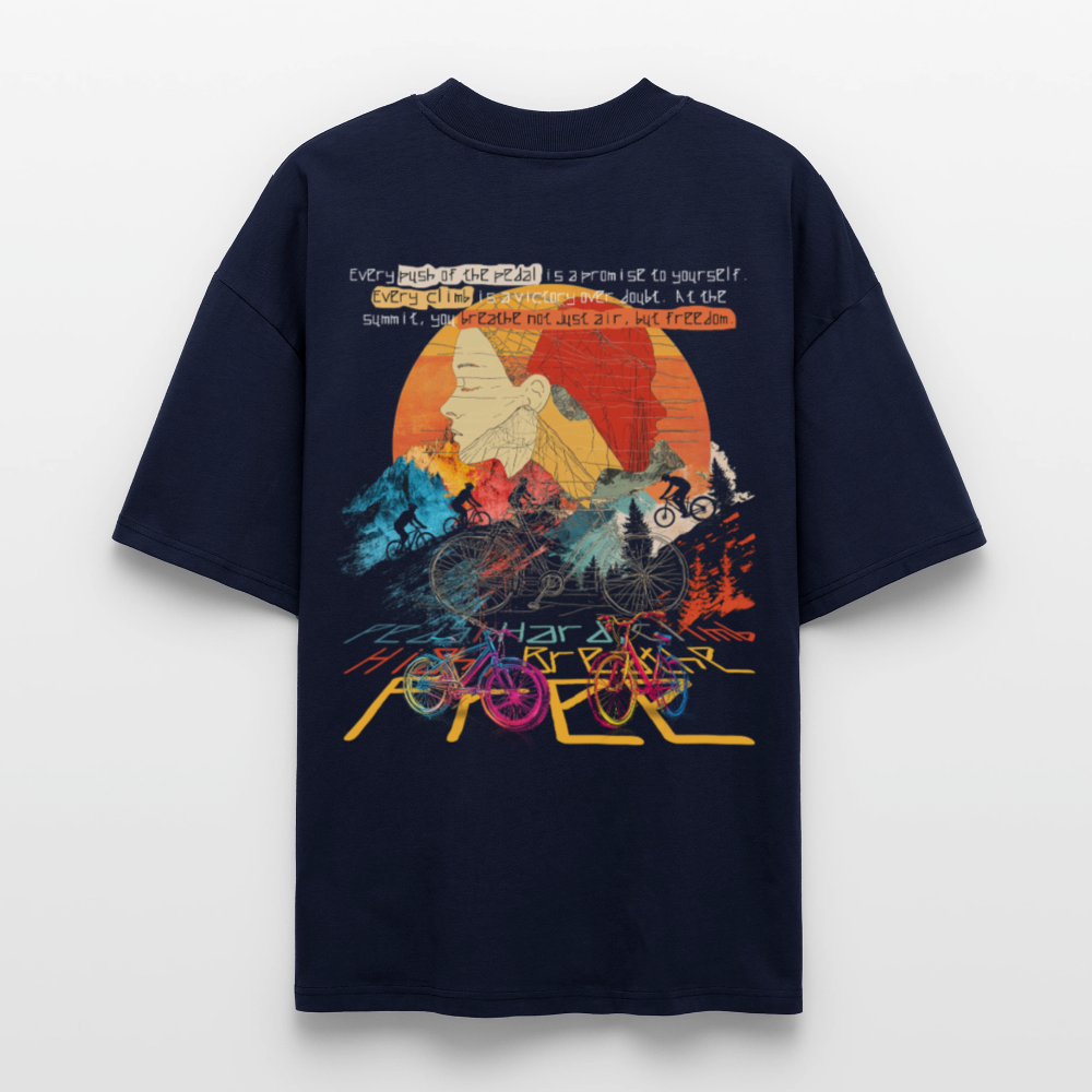 Panos, Fahrrad, 1st | Blaster, Oversize Bio T-Shirt, Unisex - Navy
