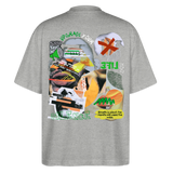 Ereban, Lippen, 1st | Blaster, Oversize Bio T-Shirt, Unisex - Grau meliert
