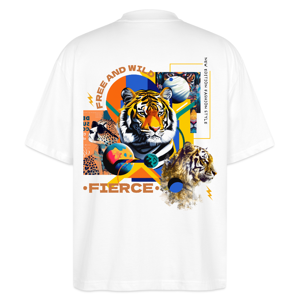 Kepleris, Tiger, 1st | Blaster, Oversize Bio T-Shirt, Unisex - Weiß