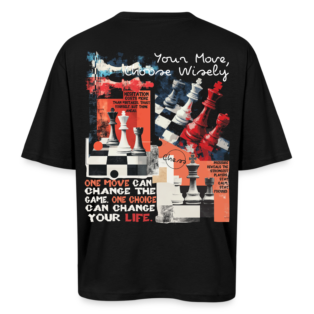 Heraa, Schach, 1st | Breezy, Oversized Unisex T-Shirt - Schwarz