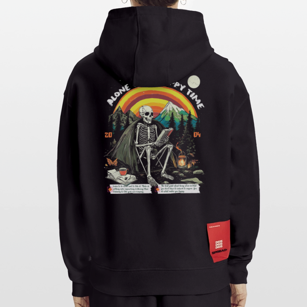 Tethyan, Skelet, 1st | Heavyweight Oversized Bio Hoodie, Unisex - SOLID BLACK