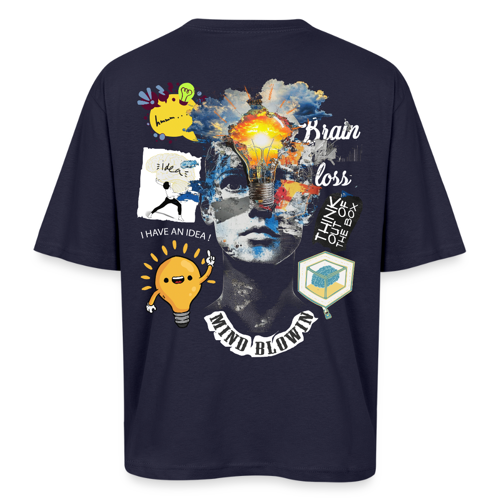 Rhean, Glühbirne, 1st | Breezy, Oversized Unisex T-Shirt - Navy