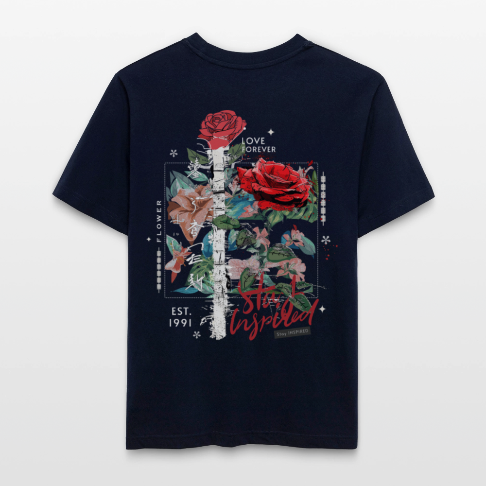 Loreley, Rose, 1st | Essential, Relaxed Fit Unisex Bio T-Shirt - Navy