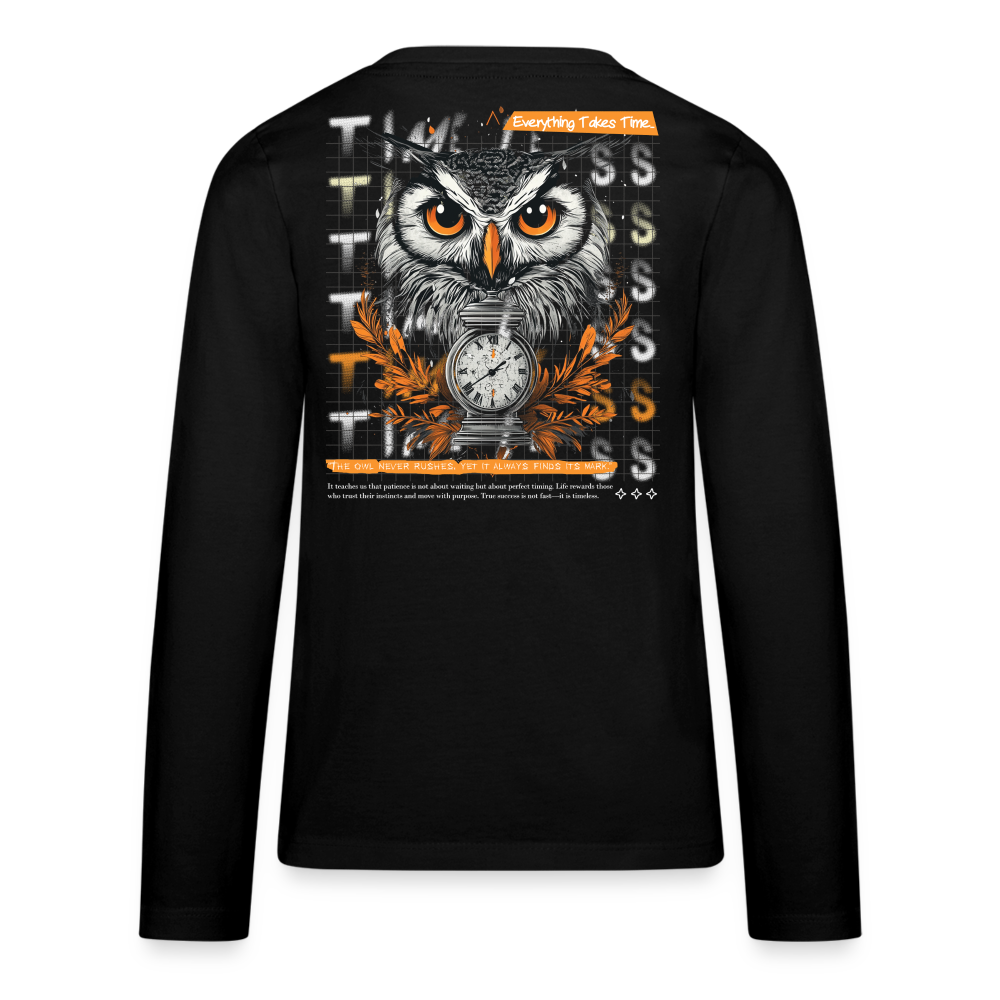Marid, Eule, 1st | Teenager Langarmshirt - Schwarz
