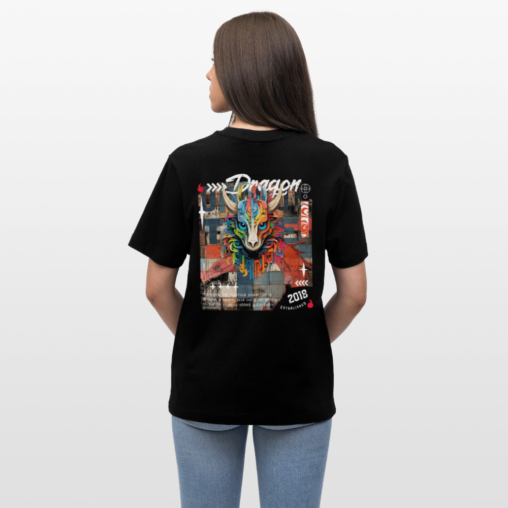 Nezha, Drache, 1st | Essential, Relaxed Fit Unisex Bio T-Shirt - Schwarz