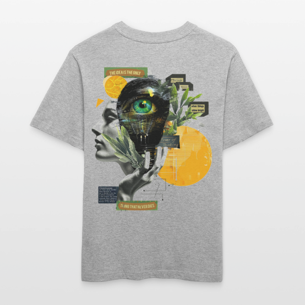 Stellara, Glühbirne, 1st | Essential, Relaxed Fit Unisex Bio T-Shirt - Grau meliert
