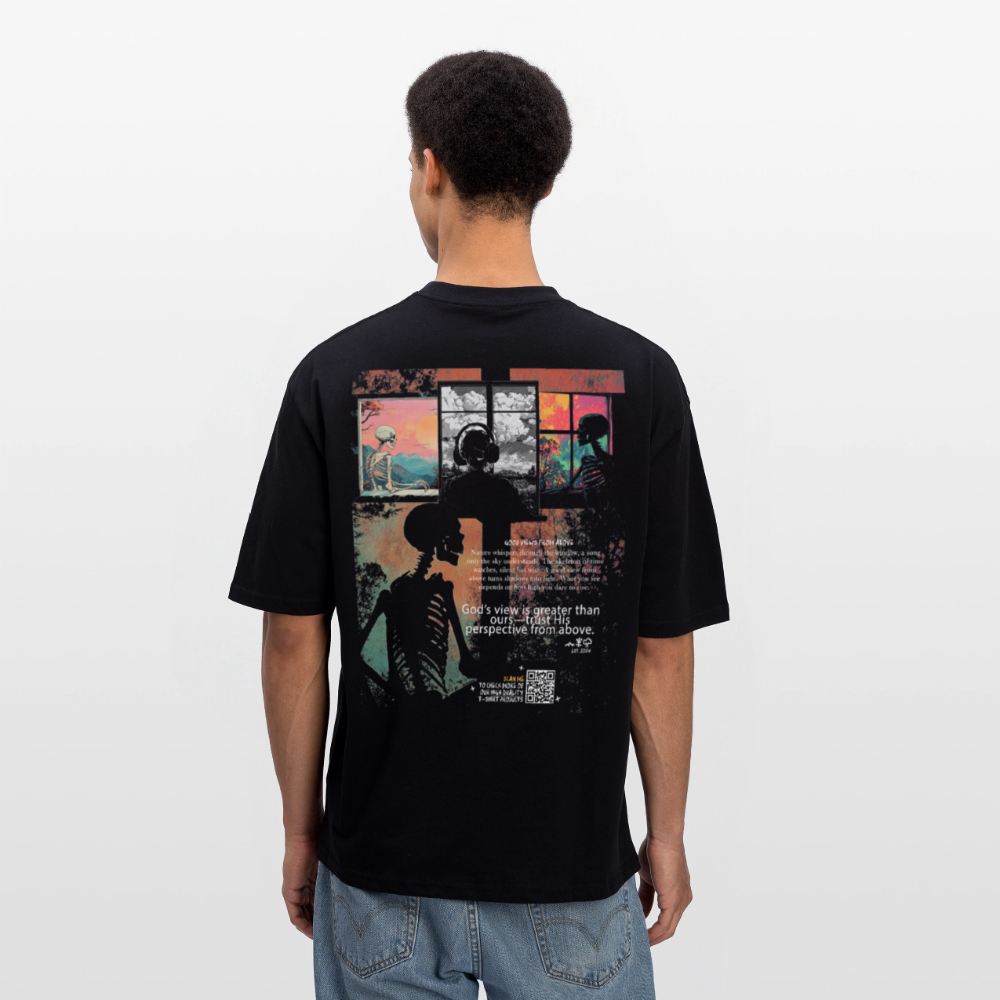 Erosan, Fenster, 1st | Breezy, Oversized Unisex T-Shirt - Schwarz