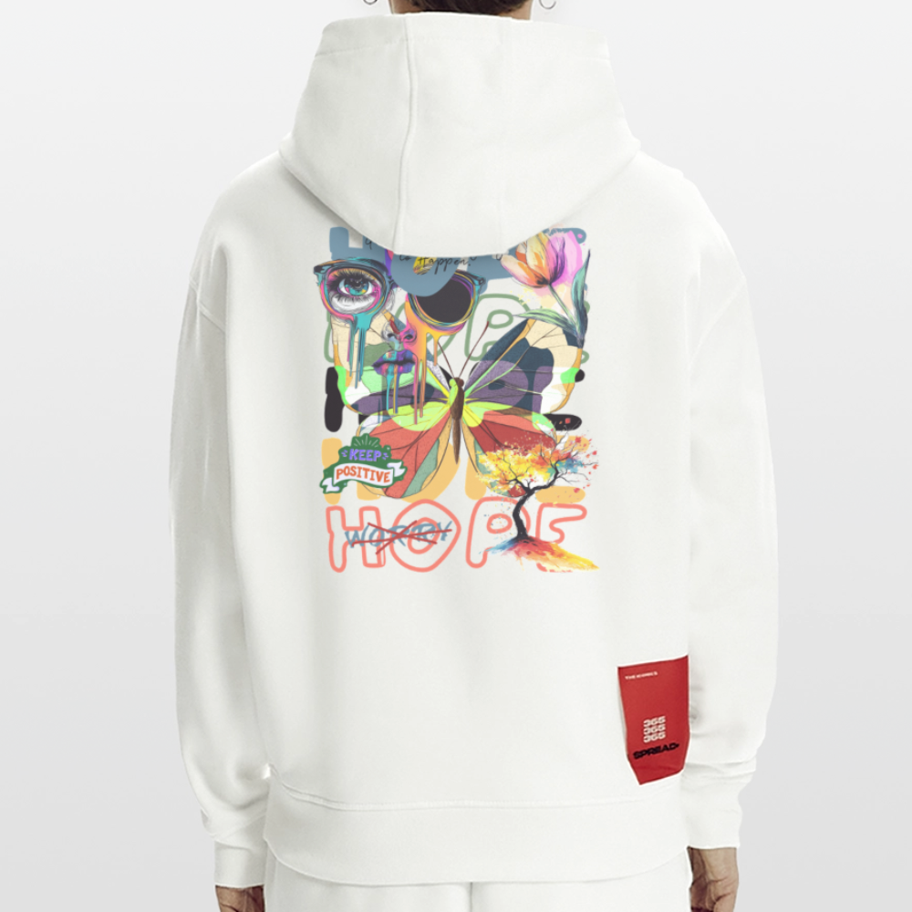 Tenebris, Schmetterling, 1st | Heavyweight Oversized Bio Hoodie, Unisex - OFF WHITE