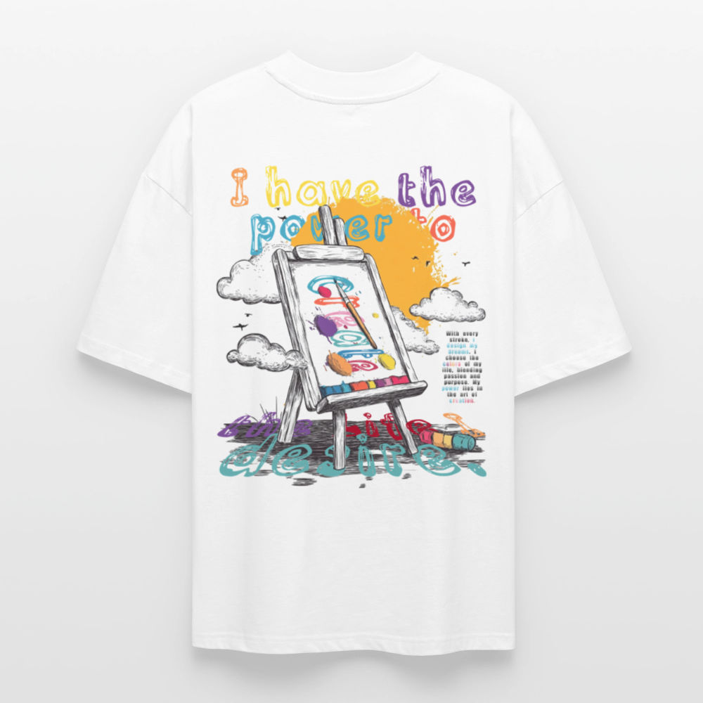 Noctharius, Malen, 1st | Blaster, Oversize Bio T-Shirt, Unisex - Weiß
