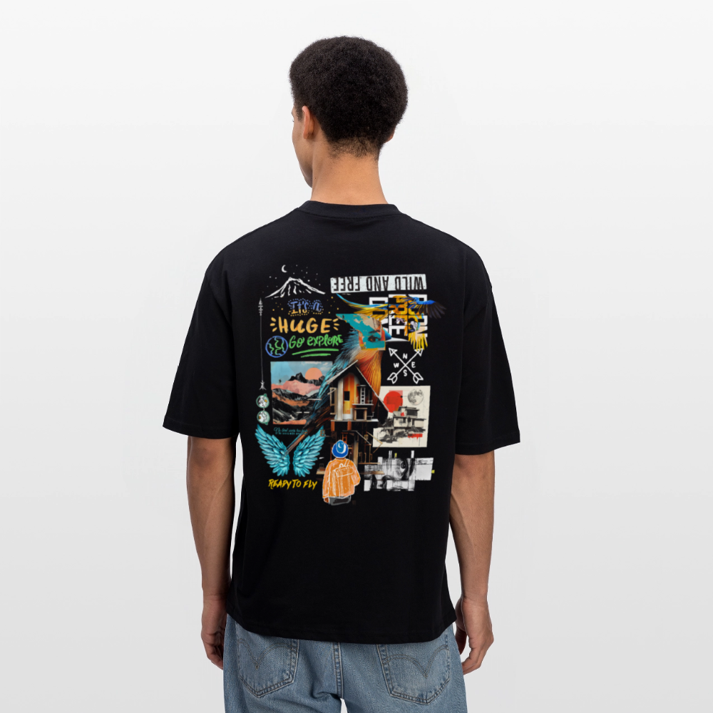 Nüwa, Wandern, 1st | Breezy, Oversized Unisex T-Shirt - Schwarz