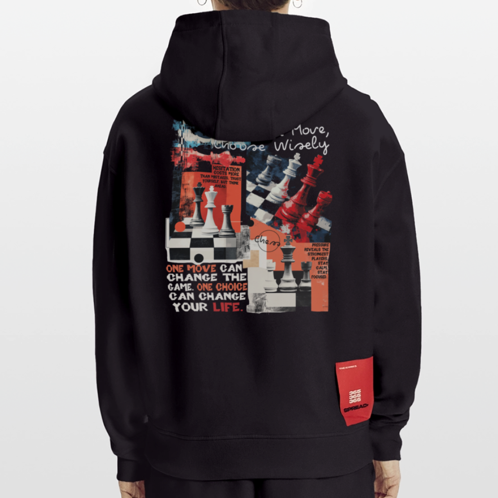 Heraa, Schach, 1st | Heavyweight Oversized Bio Hoodie, Unisex - SOLID BLACK