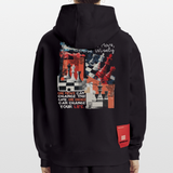 Heraa, Schach, 1st | Heavyweight Oversized Bio Hoodie, Unisex - SOLID BLACK