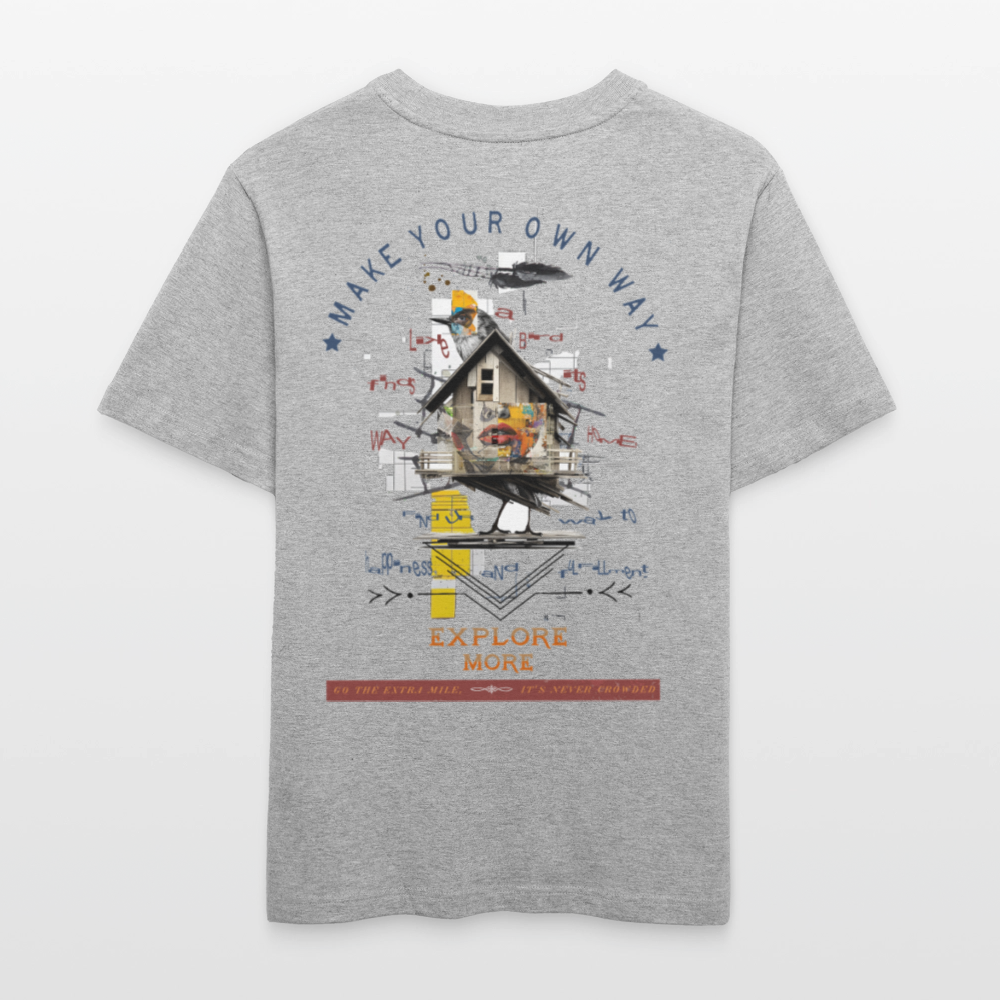 Durnamar, Vogel, 1st | Essential, Relaxed Fit Unisex Bio T-Shirt - Grau meliert
