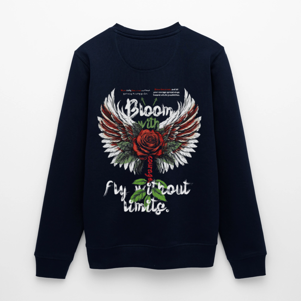 Amaterasu , Engelsflügel, 1st | Roller, Unisex Bio-Sweatshirt - Navy