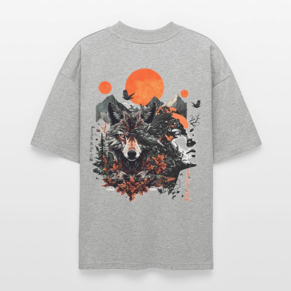 Vaermundis, Wolf, 1st | Blaster, Oversize Bio T-Shirt, Unisex - Grau meliert