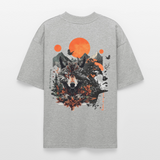 Vaermundis, Wolf, 1st | Blaster, Oversize Bio T-Shirt, Unisex - Grau meliert