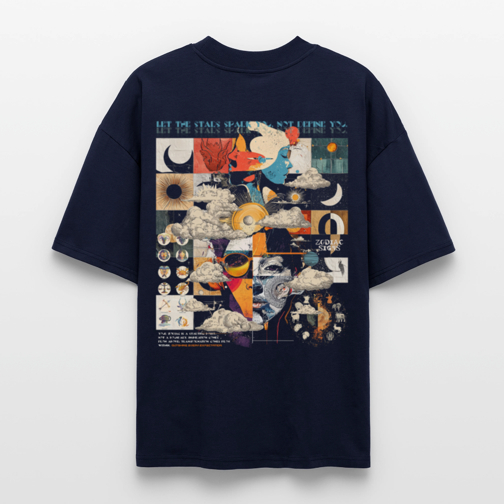 Hekatean, Sternzeichen, 1st | Blaster, Oversize Bio T-Shirt, Unisex - Navy