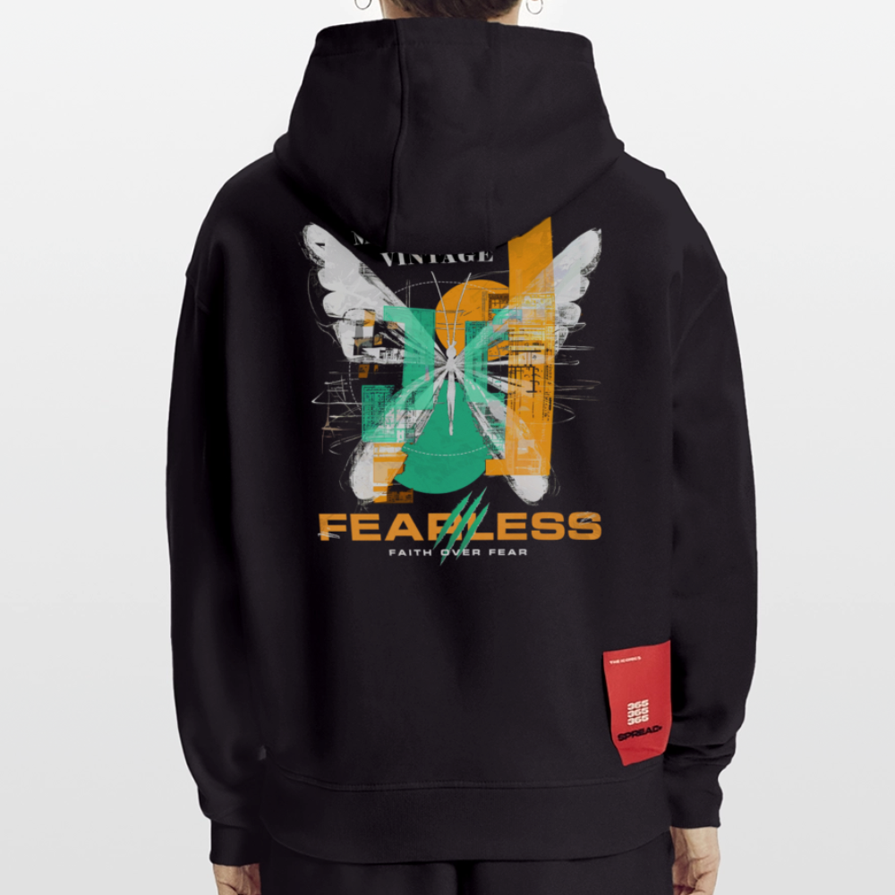 Azazîl, Schmetterling, 1st | Heavyweight Oversized Bio Hoodie, Unisex - SOLID BLACK
