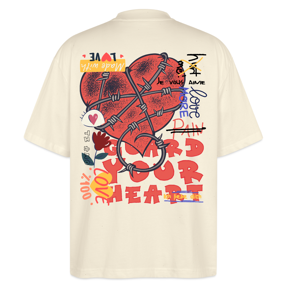 Orvandir, Herz, 1st | Blaster, Oversize Bio T-Shirt, Unisex - Weißgrau