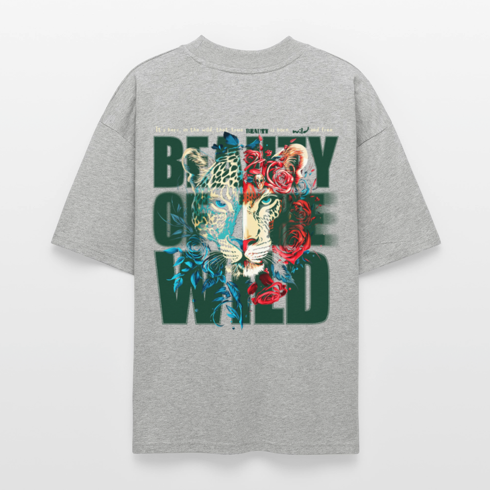 Irise, Leopard, 1st | Blaster, Oversize Bio T-Shirt, Unisex - Grau meliert