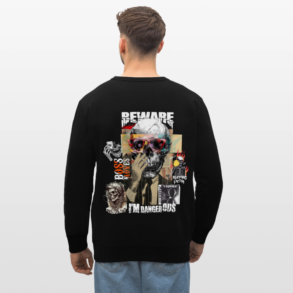 Saxnot, Totenkopf, 1st | Roller, Unisex Bio-Sweatshirt - Schwarz