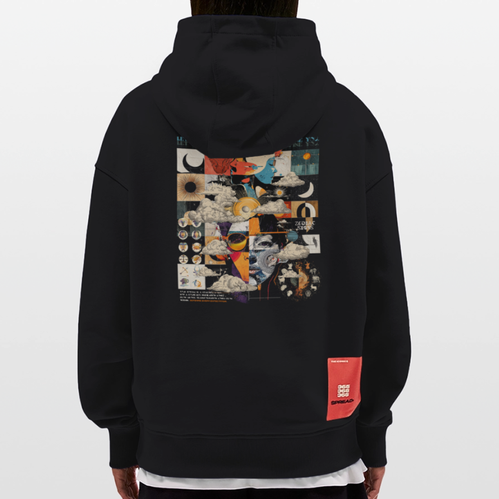 Hekatean, Sternzeichen, 1st | Heavyweight Oversized Bio Hoodie, Unisex - SOLID BLACK