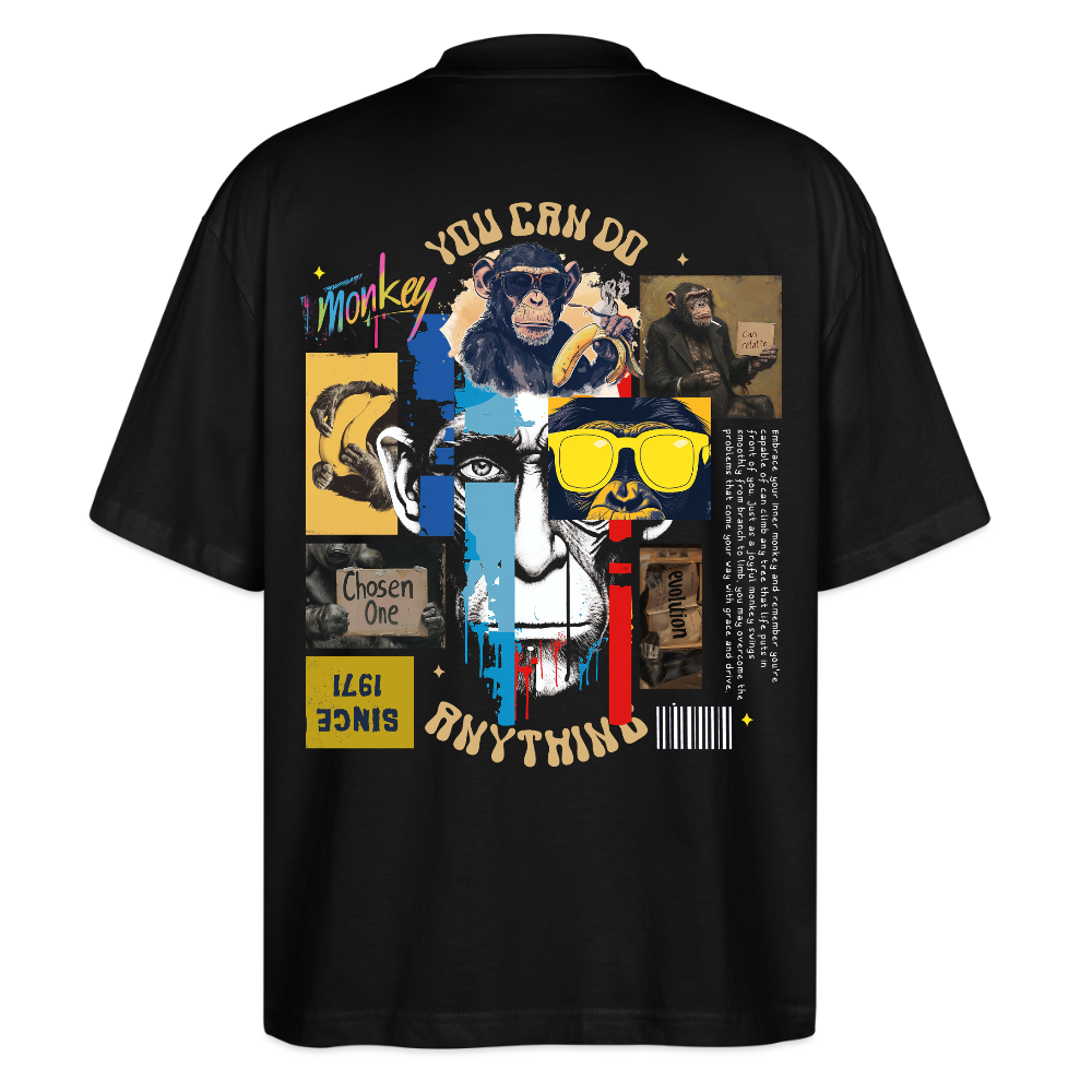 Xurjin, Affe, 1st | Blaster, Oversize Bio T-Shirt, Unisex - Schwarz
