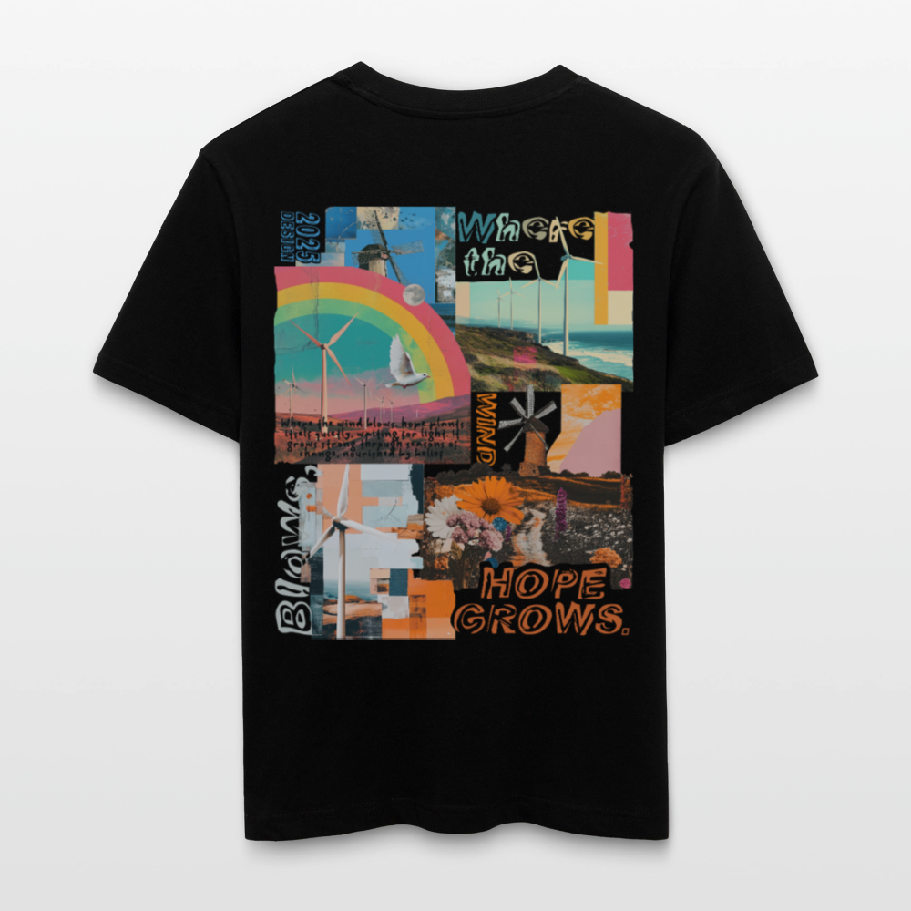 Nyxaris, Windmühle, 1st | Essential, Relaxed Fit Unisex Bio T-Shirt - Schwarz