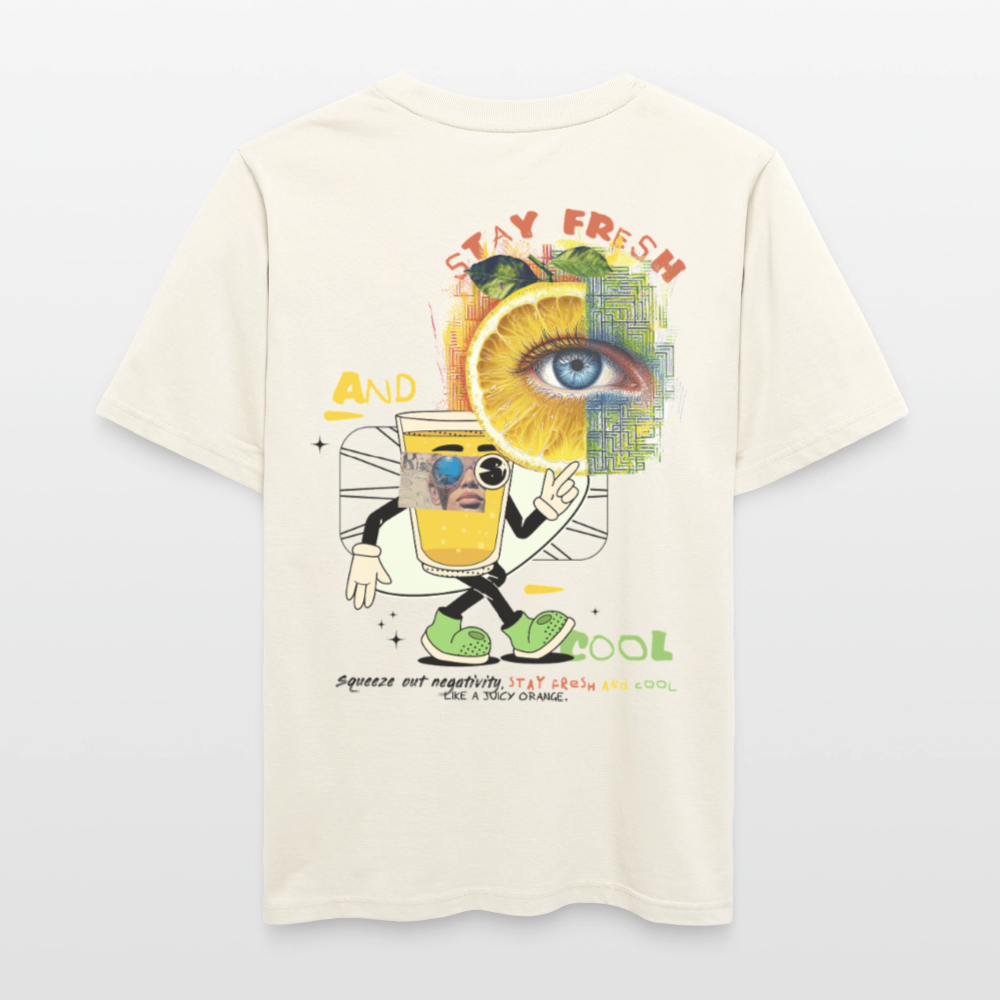 Neptaros, Zitrone, 1st | Essential, Relaxed Fit Unisex Bio T-Shirt - Naturweiß 