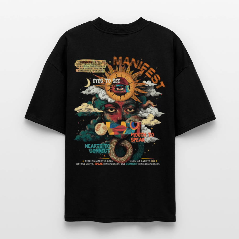 Ruqayya, Sonne, 1st | Blaster, Oversize Bio T-Shirt, Unisex - Schwarz