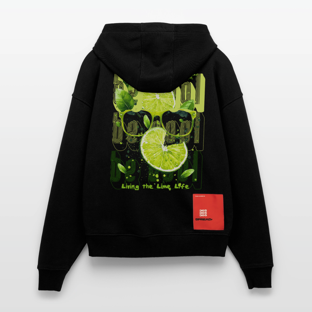 Kali, Limette, 1st | Heavyweight Oversized Bio Zip Hoodie, Unisex - SOLID BLACK