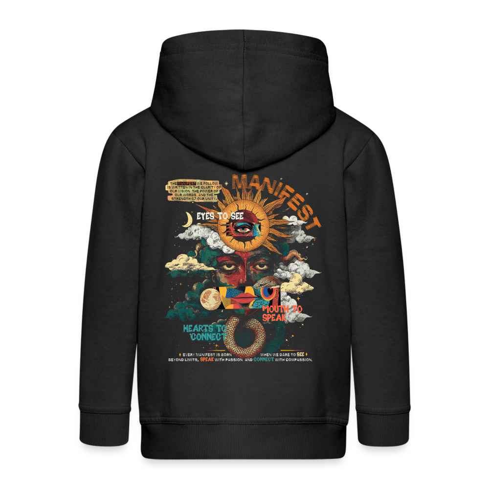Ruqayya, Sonne, 1st | Kinder Zip Hoodie - Schwarz